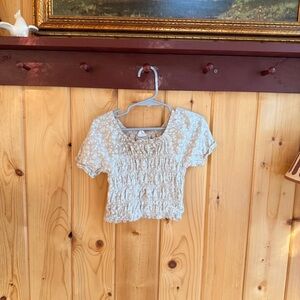 GAP Cream Floral Smocked Crop Top